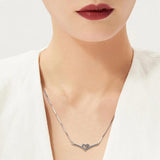 Sparkling Wishbone Heart Necklace 925 Sterling Silver Jewelry