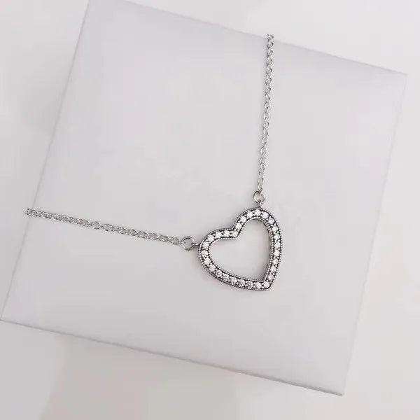 925 Silver Heart Pendant Necklace Women Fine Jewelry