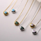 925 Silver Zircon Heart Pendant Necklace Colorful Stylish Minimalist Jewelry