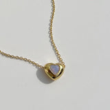 925 Silver Zircon Heart Pendant Necklace Colorful Stylish Minimalist Jewelry
