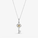 925 Sterling Silver Spring Key & Flower Necklace