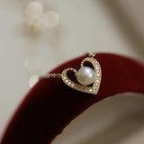 925 Silver Pearl Heart Pendant Necklace 14K Clavicle Jewelry