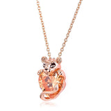 925 Sterling Silver Lion Princess Heart Necklace