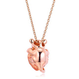 925 Sterling Silver Lion Princess Heart Necklace