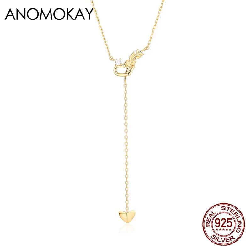 925 Silver Cupids Arrow Chain Necklace Double Love Arrow Gift