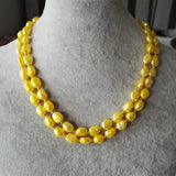 Yellow 2rows Baroque Freshwater Pearl Necklace