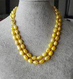 Yellow 2rows Baroque Freshwater Pearl Necklace