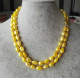 Yellow 2rows Baroque Freshwater Pearl Necklace