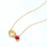 Anomokay Sexy Lips with Heart Ruby Corundum Necklace 925 Sterling Silver