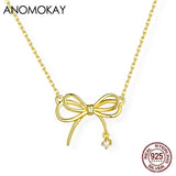 Classic Bowknot Necklace with Zircon 925 Silver Chain
