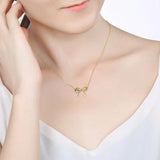Classic Bowknot Necklace with Zircon 925 Silver Chain