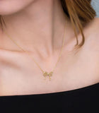 Classic Bowknot Necklace with Zircon 925 Silver Chain
