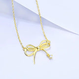 Classic Bowknot Necklace with Zircon 925 Silver Chain