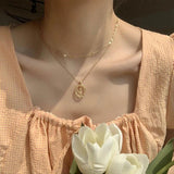Tulip Flower 925 Silver Necklace Oval Lace Border Pendant