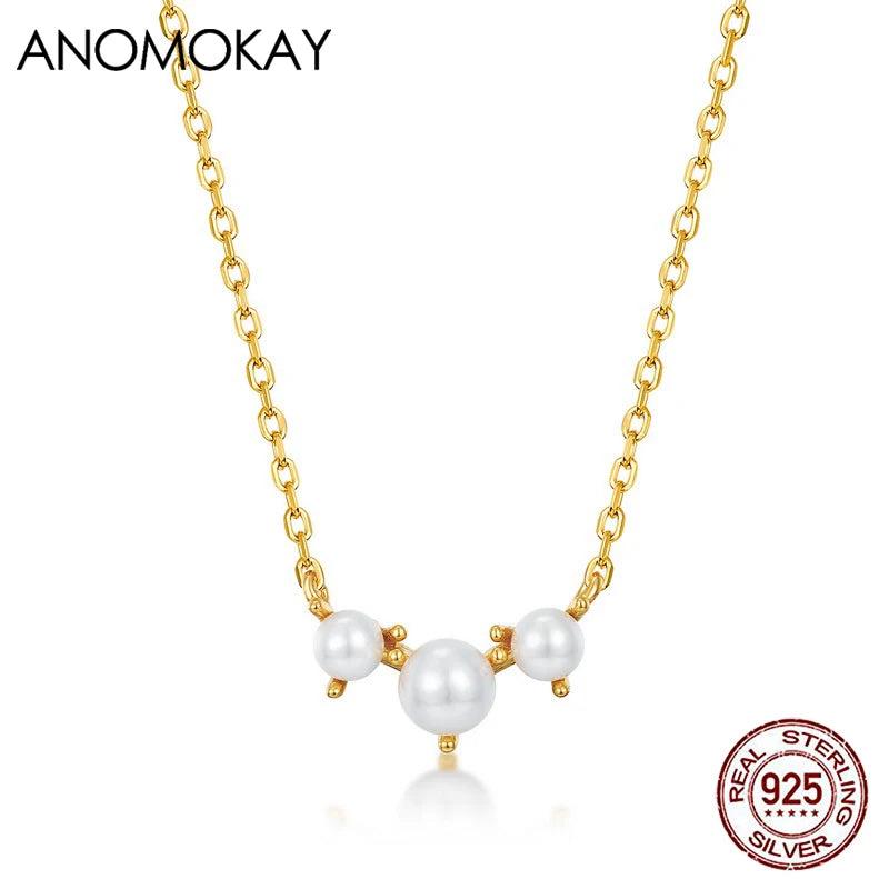 Little Deer Pearl Necklace S925 Silver Chain Link Jewelry