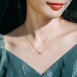Little Deer Pearl Necklace S925 Silver Chain Link Jewelry