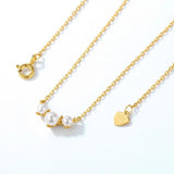 Little Deer Pearl Necklace S925 Silver Chain Link Jewelry