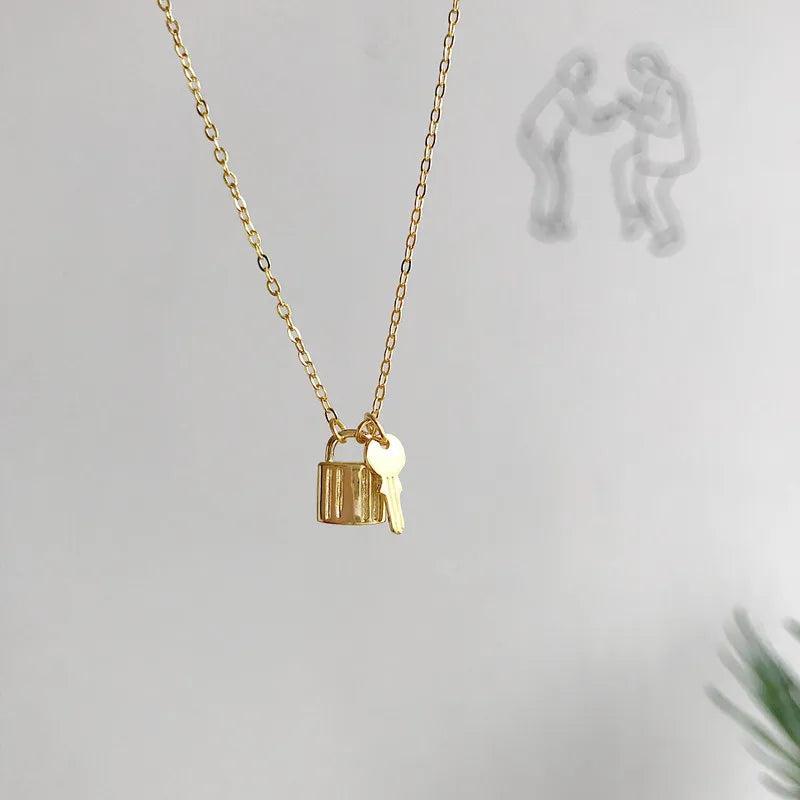 925 Silver Lock and Key Necklace Stylish Pendant for Women