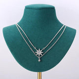 925 Silver Anise Stars Double Layer Necklace with Zircon Choker
