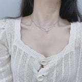 925 Silver Anise Stars Double Layer Necklace with Zircon Choker