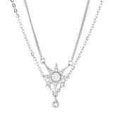 925 Silver Anise Stars Double Layer Necklace with Zircon Choker