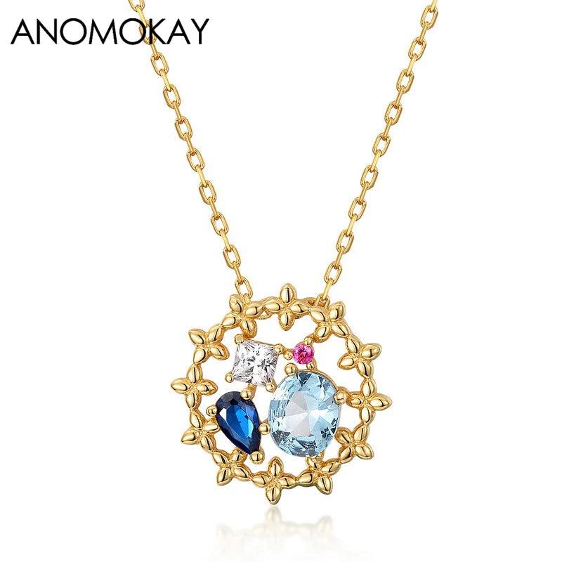 Vintage Zircon Basket Necklace 925 Silver
