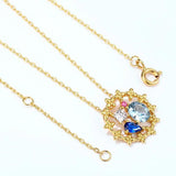 Vintage Zircon Basket Necklace 925 Silver