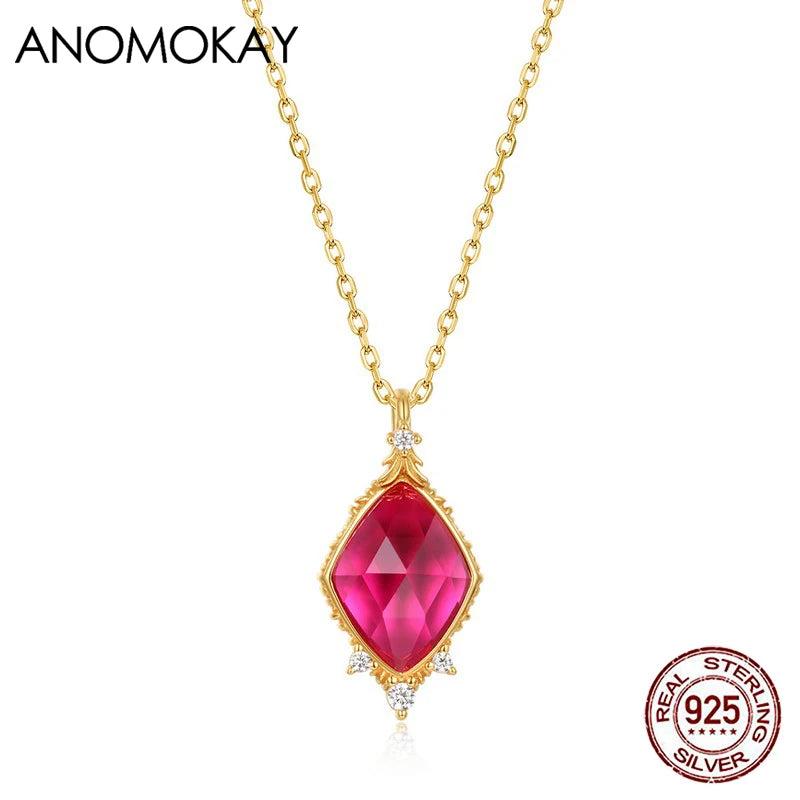 Rhombus Corundum Necklace 925 Silver Jewelry