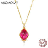 Rhombus Corundum Necklace 925 Silver Jewelry