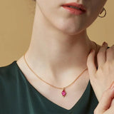 Rhombus Corundum Necklace 925 Silver Jewelry