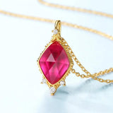 Rhombus Corundum Necklace 925 Silver Jewelry