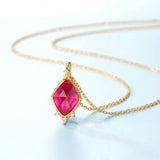 Rhombus Corundum Necklace 925 Silver Jewelry