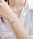 925 Sterling Silver Flat Snake Necklace 2mm