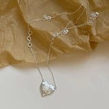 925 Silver Heart Pendant Necklace Natural Stone Couple Jewelry