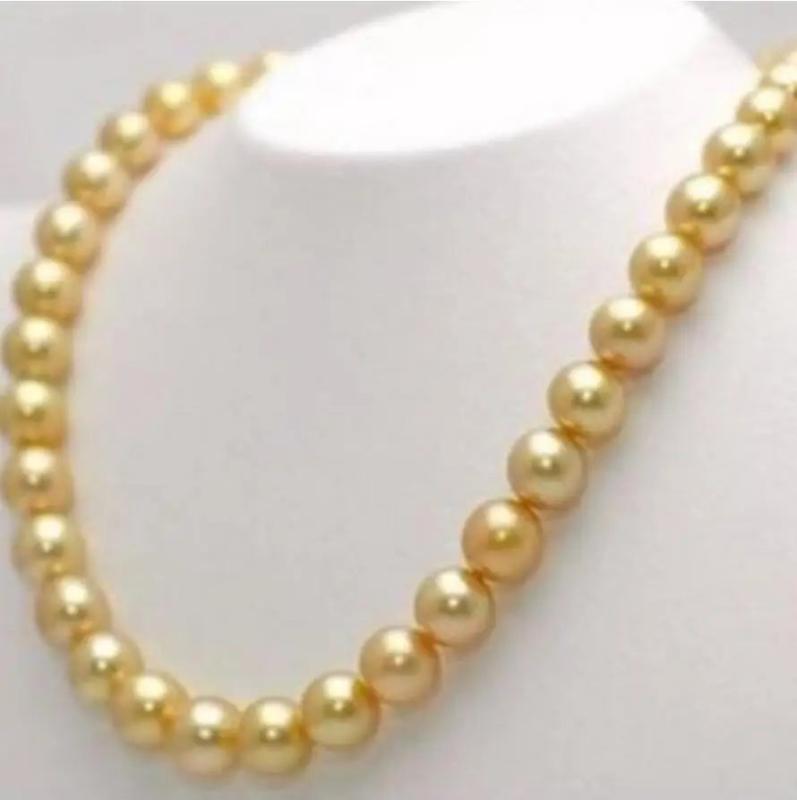 Yellow Sea Shell Pearl Necklace 10mm 18''