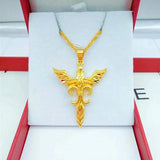 Angel Sword Cross Pendant Necklace for Men Women Craft Imitated Chain Jewelry