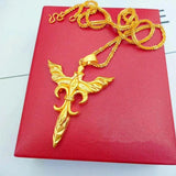 Angel Sword Cross Pendant Necklace for Men Women Craft Imitated Chain Jewelry