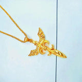 Angel Sword Cross Pendant Necklace for Men Women Craft Imitated Chain Jewelry