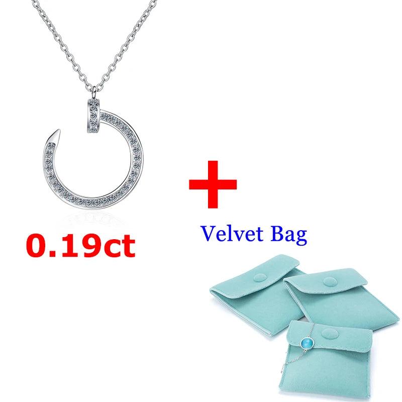 925 Silver Mini Diamond Nail Pendant Necklace 0.19CT