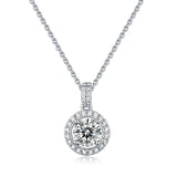 CT Iced Round Moissanite Charm Necklace 925 Sterling Silver