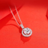 CT Iced Round Moissanite Charm Necklace 925 Sterling Silver