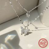 925 Silver Butterfly Zircon Necklace for Women