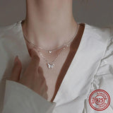 925 Silver Butterfly Zircon Necklace for Women