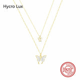 925 Silver Butterfly Zircon Necklace for Women
