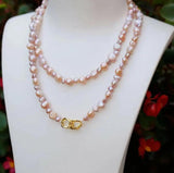 Purple Freshwater Baroque Pearl Sweater Chain Necklace