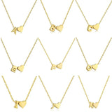 Silver Initial Letter Necklace Angel Gift Choker Heart Pendant
