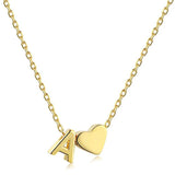 Silver Initial Letter Necklace Angel Gift Choker Heart Pendant
