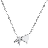 Silver Initial Letter Necklace Angel Gift Choker Heart Pendant