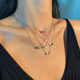 Silver Initial Letter Necklace Angel Gift Choker Heart Pendant