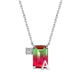 925 Silver Diamond Gemstone Necklace A-W Letters Pendant